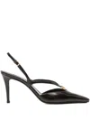Fendi Brown Hagfish Leather High-heeled Slingbacks In Brown