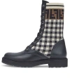 Fendi (wmns)  Black Leather Biker Boots With Stretch Fabric 'black White'
