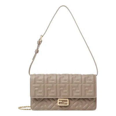 Fendi (wmns)  Ss26 Wallet On Chain Baguette 'grey' In Gray