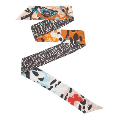 Fendi (wmns)  Ss26 Wrappy Silk Narrow Scarf 'orange' In Pattern