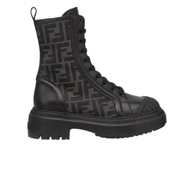 Pre-owned Fendi Wmns Ff Motif Domino Biker Boot 'black'