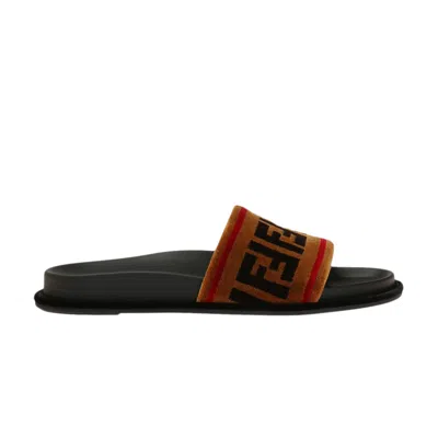 Pre-owned Fendi Wmns Weave Slide 'black Brown Red'