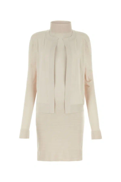Fendi Light Pink Stretch Silk Blend Mini Dress In Beige