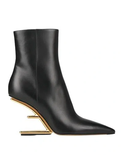 FENDI FENDI WOMAN ANKLE BOOTS BLACK SIZE 7.5 CALFSKIN
