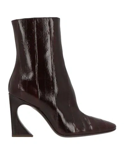 Fendi Woman Ankle Boots Dark Brown Size 8.5 Leather
