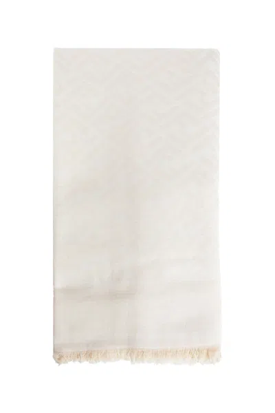 Fendi Woman Beige Scarves In White