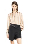 Fendi Folded-waist Wrap Shorts In Beige