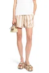 Fendi Striped Silk Shorts In Beige