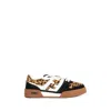 Fendi Low-top Platform In Multicolor Cavallino Calfskin And Suede In Sand
