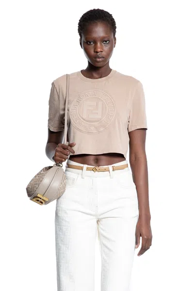 Fendi Woman Beige Tops In Pink