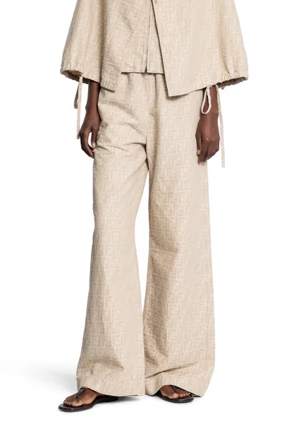 Fendi Woman Beige Trousers