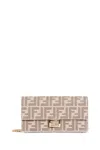 Fendi Embroidered Jacquard Baguette Wallet In Beige