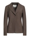 Fendi Woman Blazer Dark Brown Size 6 Wool, Mohair Wool In Brown