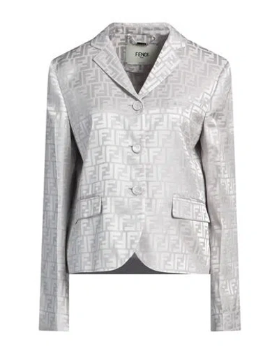 Fendi Woman Blazer Light Grey Size 6 Silk