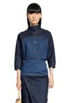 Fendi Two-tone Cropped Denim Jacket In Blue
