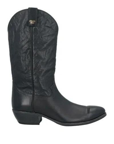 Fendi Woman Boot Black Size 8 Calfskin