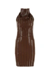 Fendi Sequin-embellished Wool Mini Dress In Brown