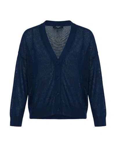 Fendi Woman Cardigan Midnight Blue Size Xl Linen