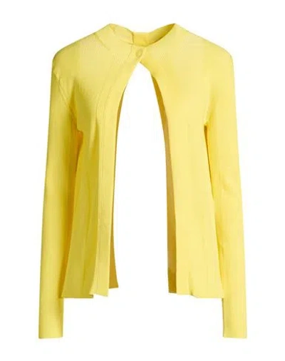 Fendi Woman Cardigan Yellow Size 2 Wool, Cotton, Polyamide, Elastane