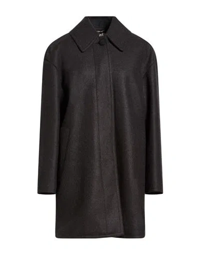 Fendi Woman Coat Charcoal Size 2 Virgin Wool In Grey