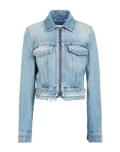 Fendi Woman Denim Outerwear Blue Size 6 Cotton