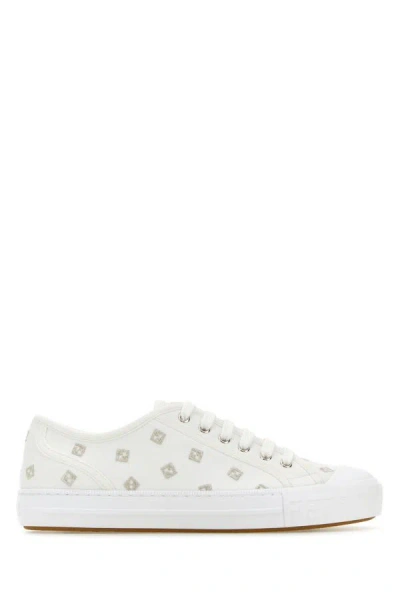 FENDI FENDI WOMAN EMBROIDERED CANVAS DOMINO SNEAKERS