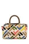 Fendi Mini Handbag Geometric Pattern Top Handle Gold-tone Hardware In Multicolor