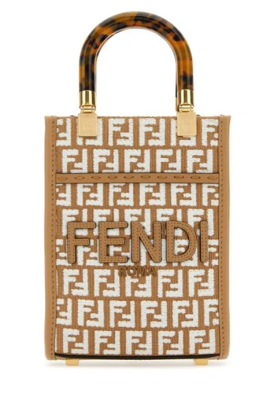 Fendi Raffia Mini Bag With White Tapestry Fabric Ff Motif