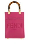 Fendi Woman Fuchsia Leather Mini Sunshine Handbag In Pink