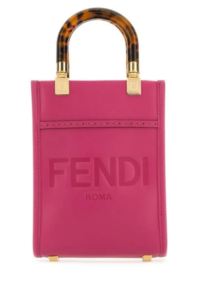 Fendi Woman Fuchsia Leather Mini Sunshine Handbag In Pink