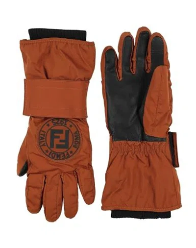 Fendi Woman Gloves Tan Size M Polyamide, Elastane, Polyester, Polyurethane Resin, Goat Skin In Brown