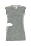 Fendi Sleeveless Wool Top With Unique Cut-out Detail In Gray