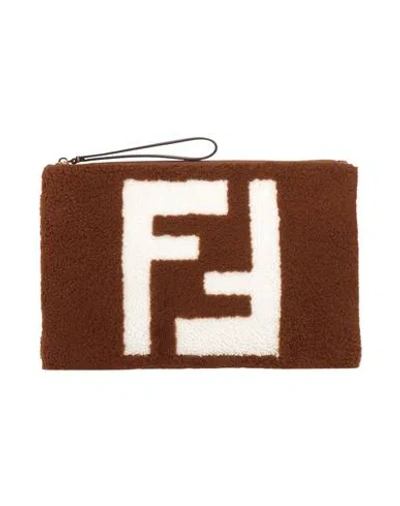 Fendi Woman Handbag Dark Brown Size - Textile Fibers, Goat Skin