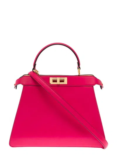 Fendi Womans Isseyou Medium Peekaboo Pink Leather Handbag
