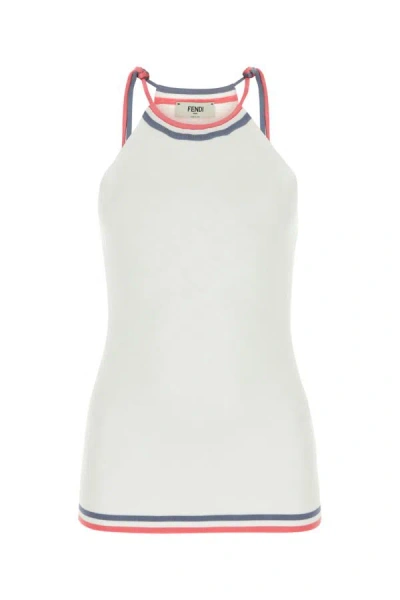 Fendi Woman Ivory Viscose Blend Top In White