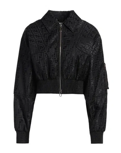 Fendi Woman Jacket Black Size 6 Cotton, Polyamide