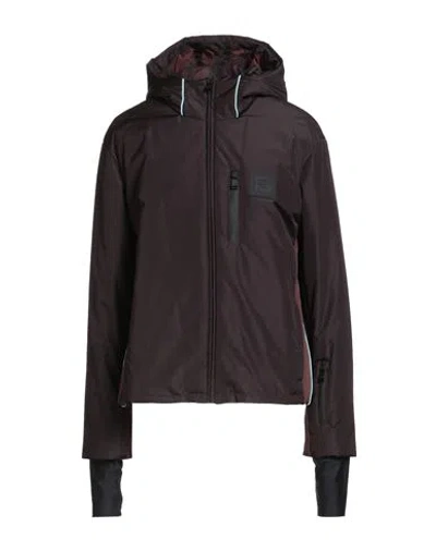 Fendi Woman Jacket Chocolate Brown Size 8 Polyester, Polyurethane Resin
