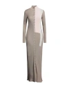 Fendi Woman Maxi Dress Taupe Size 6 Silk, Synthetic Fibers, Mohair Wool, Wool In Grey