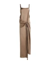Fendi Square Neck Satin Maxi Dress In Beige