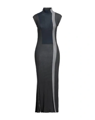 Fendi Woman Maxi Dress Lead Size 4 Silk, Textile Fibers, Viscose, Wool, Mohair Wool In Gray