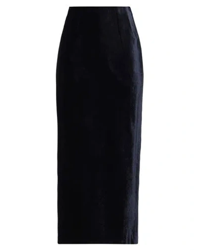 Fendi Woman Maxi Skirt Midnight Blue Size 6 Viscose, Silk In Black