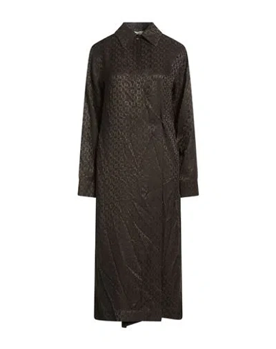 Fendi Woman Midi Dress Black Size 4 Silk In Brown