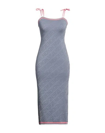 Fendi Woman Midi Dress Grey Size 4 Viscose, Polyamide, Polyurethane