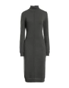 Fendi Woman Midi Dress Military Green Size 4 Cashmere, Elastane, Viscose In Gray