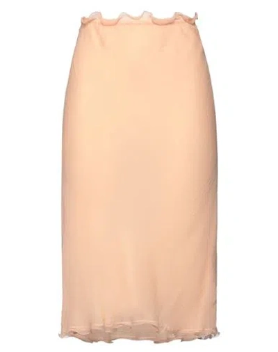 Fendi Woman Midi Skirt Apricot Size 6 Silk In Pink