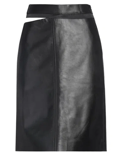 FENDI FENDI WOMAN MIDI SKIRT BLACK SIZE 8 CALFSKIN