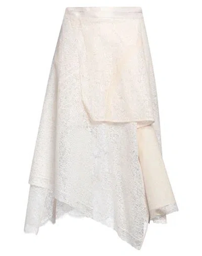 Fendi Woman Midi Skirt Cream Size 6 Viscose, Polyamide, Polyurethane Resin In White