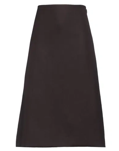 Fendi Woman Midi Skirt Dark Brown Size 8 Virgin Wool