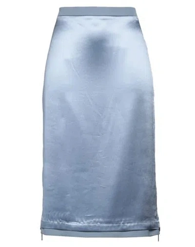 Fendi Woman Midi Skirt Pastel Blue Size 6 Viscose, Virgin Wool In Blue