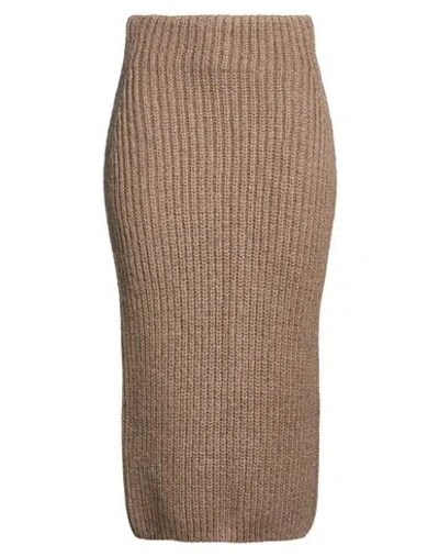 Fendi Woman Midi Skirt Taupe Size 6 Mohair Wool, Silk, Polyamide, Wool, Cashmere In Brown